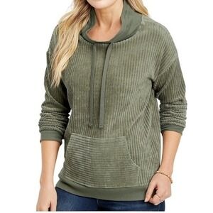 MAURICE'S Green Cowl Neck Sweater Ribbed Texture Long Sleeve S Winter Warm comfy